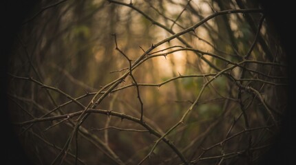 Obraz premium Thorny Branches Vignette Nature Background