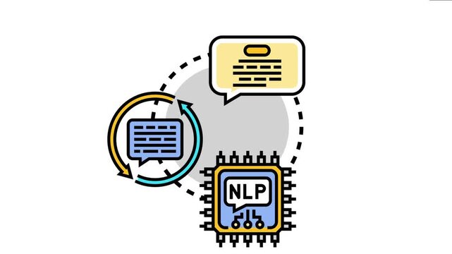 Automated text generation system visualizing natural language processing technology, creating new content by machine learning algorithms, and intelligent software development