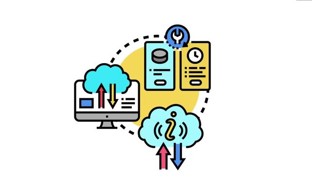 Cloud data backup system performing automatic synchronization, securely storing files with regular transfers and protecting digital information for reliable service, ensuring uninterrupted access