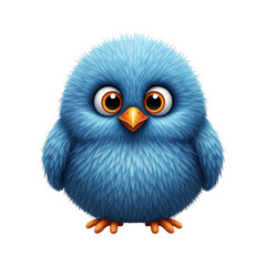 Fototapeta premium Cute blue cartoon owl with surprised expression