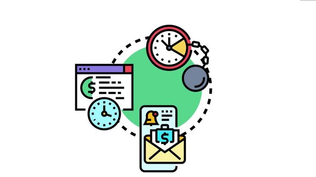 Automatic payment reminder system sending financial alerts and notifications for overdue bills, managing debt, and ensuring timely transactions with technology