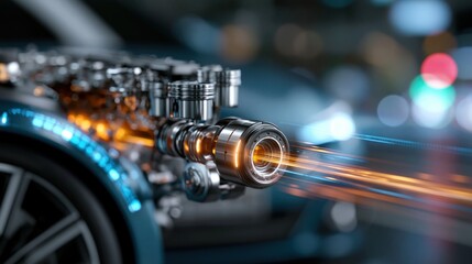 Fototapeta premium Automotive engine mechanics and power energy flow