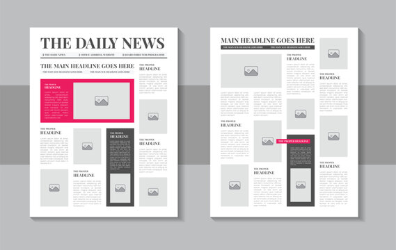 Classic newspaper layout or magazine template or daily newspaper journal design template
