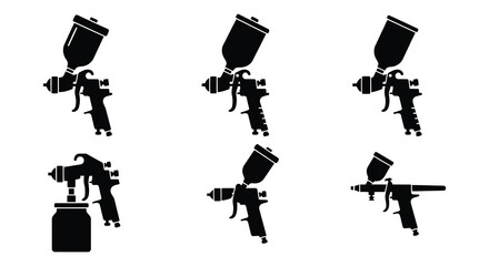 Fototapeta premium Silhouettes of various spray guns a flat vector illustration on white