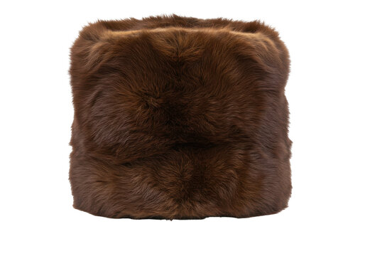 Close-up of a luxurious brown fur hat or wrap isolated white background
