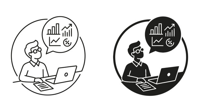 Data analyst working with computer and statistical charts computer statistics