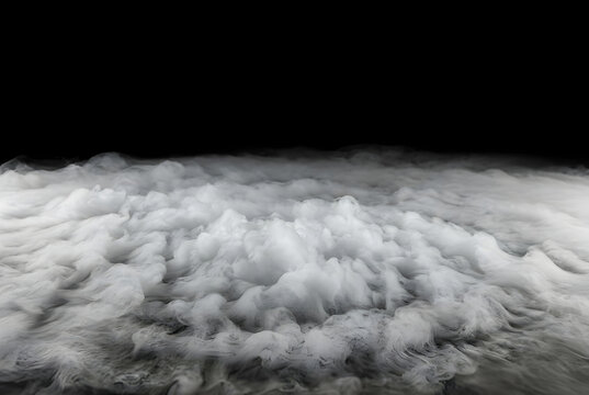 Dense Dry Ice Low Fog Horizontal on Black Background