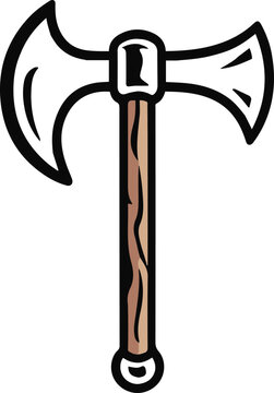A single miner's pickaxe with a balanced wooden handle and forged steel head, ultra clean vector line art, bold black outline only, thick stroke, single object, minimalist, centered composition3