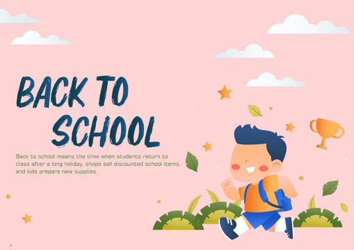 Modern back to school background for website banners and social media. Student education learning poster, stationery supply element, classroom study book, and knowledge vector illustration.