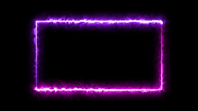 Neon looped light frame for game streaming video on a transparent background. Neon border overlay animation with transparent background for twitch and live stream