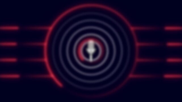 Neon target reticle animation focuses with glowing concentric circles. Cyber surveillance tracking runs this target reticle animation. High tech aiming telemetry powers the target reticle animation.