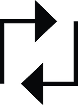 Black double arrow cycle symbol isolated on a white background. This geometric reload icon represents exchange or loop processes. Perfect for minimalist user interface designs.