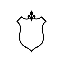 Shield and fleur de lis sign icon isolated on white background © sljubisa
