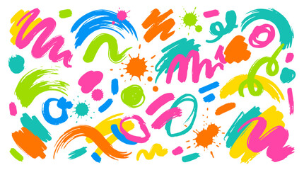 Naklejka premium Vibrant multicolor abstract paint splashes and swirls on bright white background for creative design