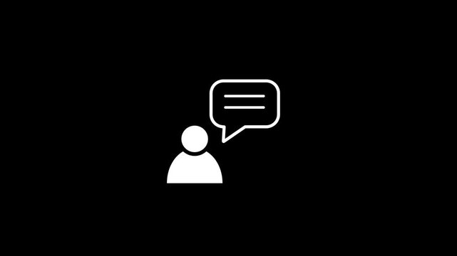 Speak animated outline icon with black background. Speak 4k motion design animation for web, mobile and ui design