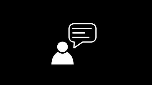 Speak animated outline icon with black background. Speak 4k motion design animation for web, mobile and ui design
