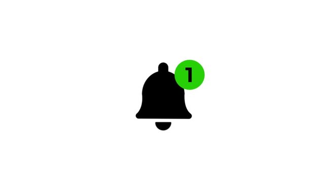 new notification bell icon animation on transparent, loop video.