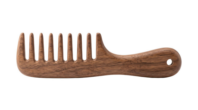 Natural Wooden Hair Pick Comb Isolated on White Background Transparent PNG Hair Care Beauty Accessory
