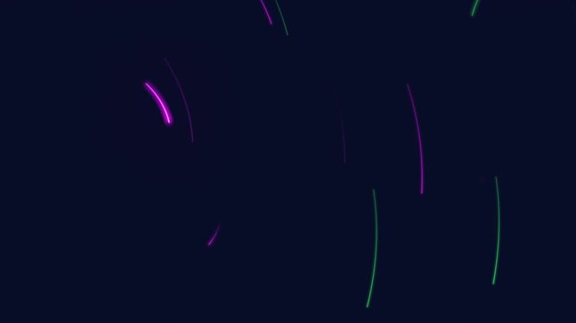 グリーンとパープルのスペイシーなグラフィック　円を描くライン　ループ