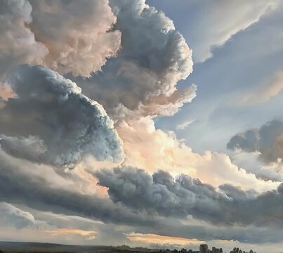 Detail from Study of Clouds with a Sunset near Rome (1786-1801) by Simon Alexandre Clement Denis brought to life with our creative video remix.