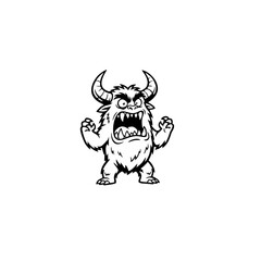 Naklejka premium monster angry cartoon logo