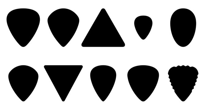 Guitar Pick Shape Silhouette Collection Set of Different Plectrums
