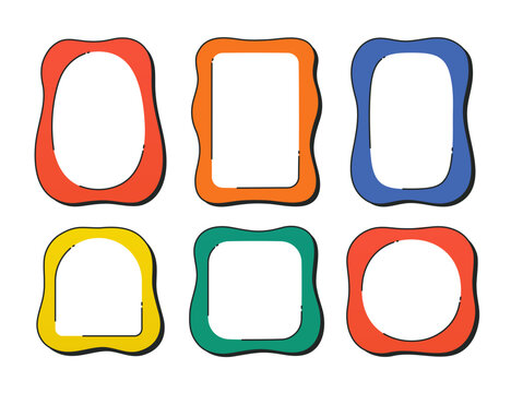 Modern abstract colorful frames. Vibrant organic shape borders. Decorative frames with playful curves and bright palettes. Minimalist vector design