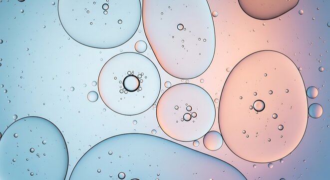 Abstract macro background of oil and water bubbles with abstract, background