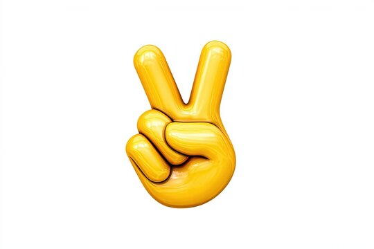 3D Victory Hand Symbol Emoji