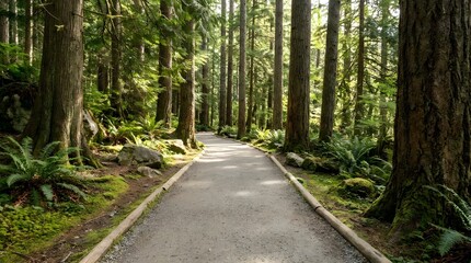 Fototapeta premium Wide Accessible Pathway at National Park Empty Trail