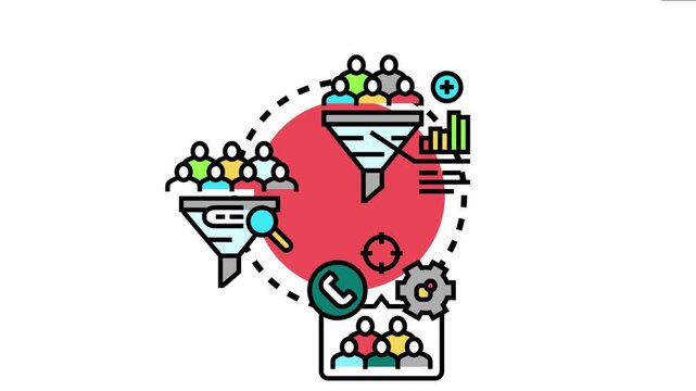 B2b lead targeting strategy identifying potential clients and managing customer acquisition pipeline, optimizing marketing efforts and sales conversion through data analytics