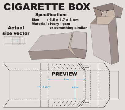 Standard Cigarette Box Packaging Dieline Template