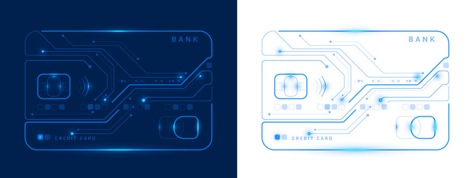 Futuristic digital virtual credit card payment for fintech finance banking technology isolated png background