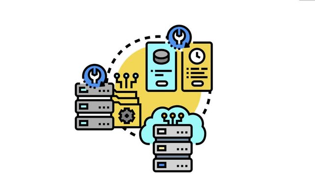 Backup system concept representing data transfer and synchronization across various storage options including servers and cloud, ensuring information safety and availability