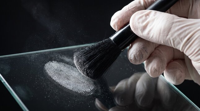 Forensic Fingerprint Powder Applied to Glass Surface