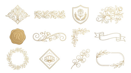 Fototapeta premium Elegant Floral Ornaments & Emblems Set - Vector Elements