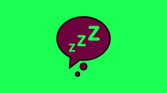 Sleeping speech bubble illustration with zzz symbols on green background