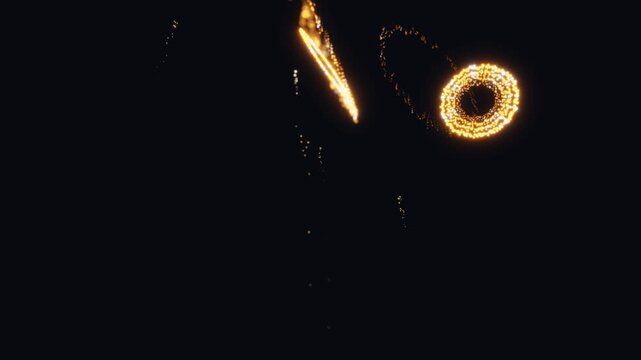 3d render firework The sky is filled with swirling golden rings that appear to dance and transform