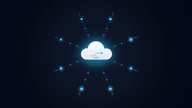 Digital Cloud Computing Network Connecting Virtual Server Data Nodes Global Tech Motion