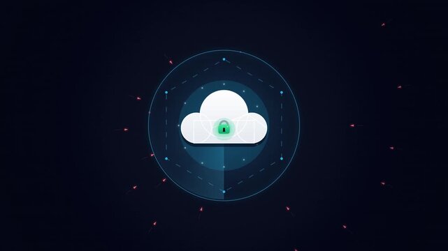 Digital Cloud Security Shield Protecting Virtual Data Network Infrastructure Animation Motion
