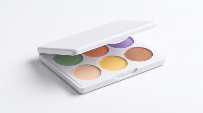 Color correcting makeup palette isolated on white background.