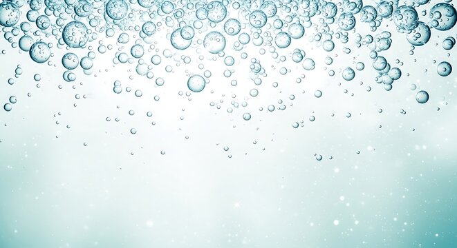 Abstract background of rising transparent water bubbles with transparent