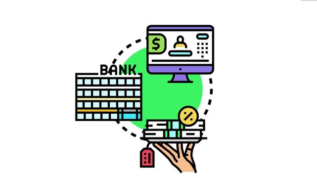 Financial operations picturing a consumer managing debt by transferring credit balance between bank accounts using secure online banking services