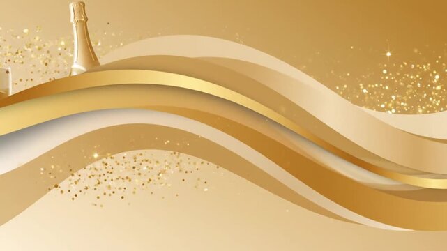 Elegant golden abstract wave design with sparkles