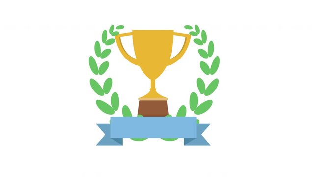 Award Trophy with Laurel Wreath and Blank Banner Representing Achievement, Victory and Professional Success