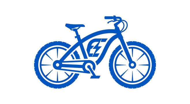 Blue Electric Bicycle Icon Symbol On White Background