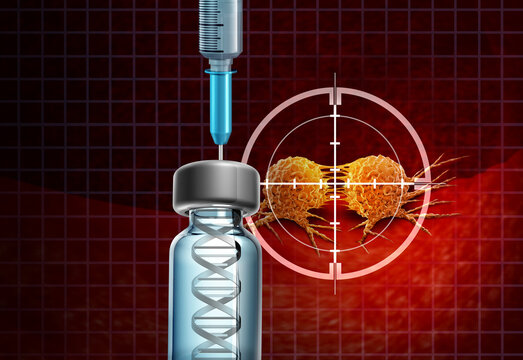 mrna Cancer Vaccine Treatment and Oncology Medical Science fighting Cancers and malignant tumors with innovative treatment to eliminate cancerous cells as a symbol of Immunology with immunotherapy or 