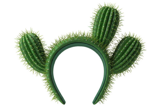 Green cactus headband with spiky details isolated white background