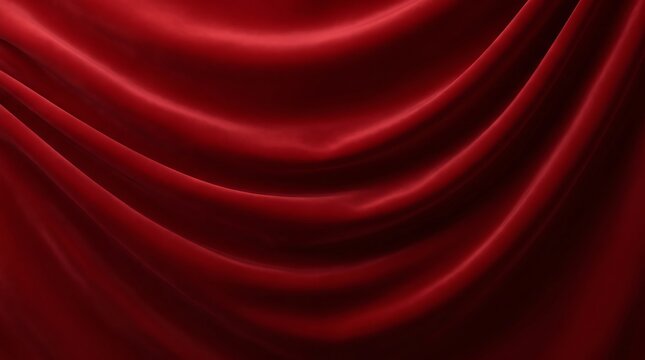 Deep red silk fabric texture with elegant waves background material abstract romantic delicate lighting fabrication