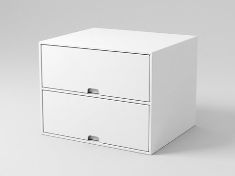 Minimalist White Two drawer Storage Unit with Metal Handles